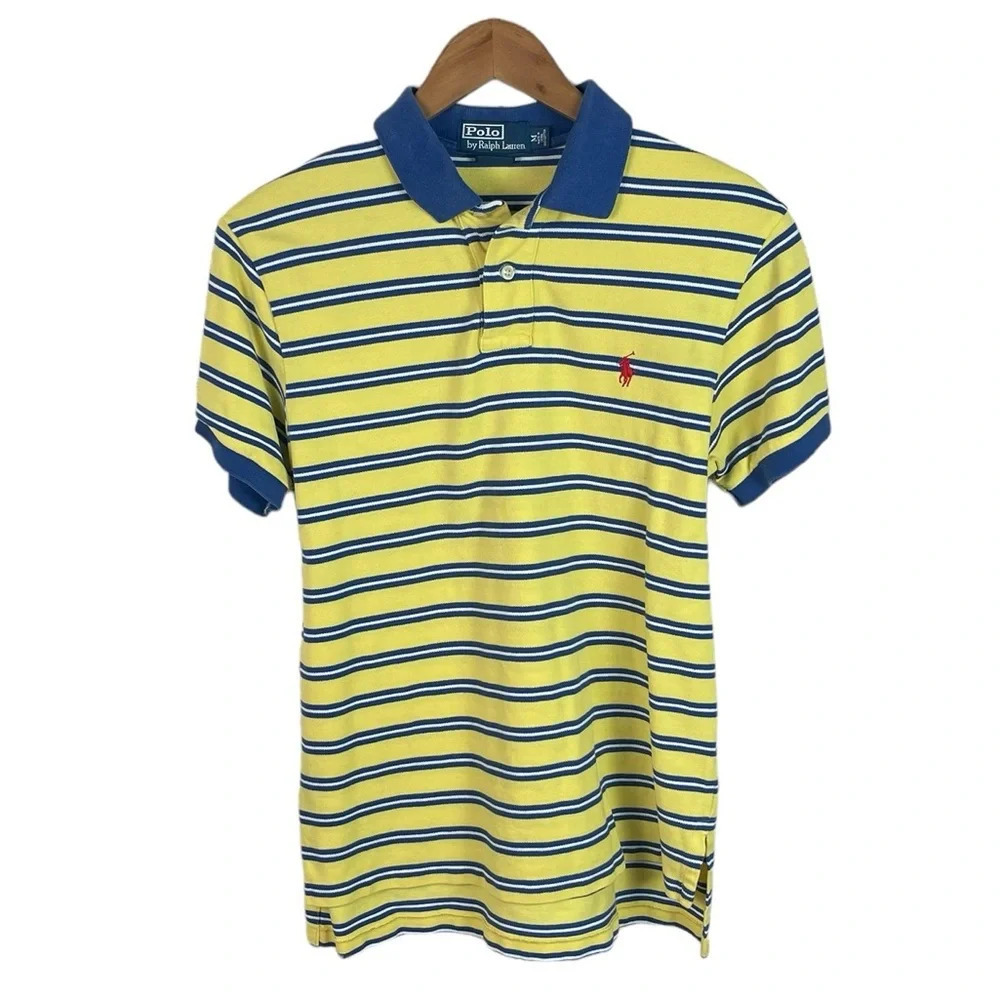 PO445 Men’s Polo Ralph Lauren Designer CUSTOM Fit Striped Polo Shirt M